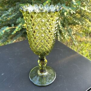 Indiana Glass Green Diamond Pattern Vase
